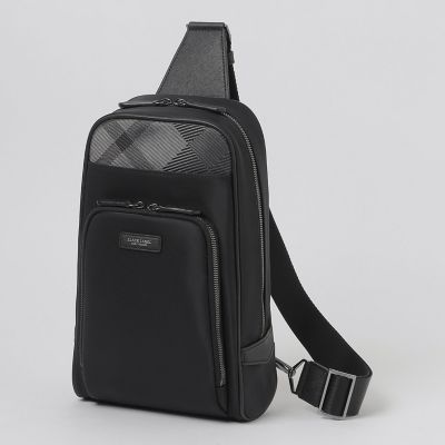 ＜BLACK LABEL CRESTBRIDGE (Men)＞ナイロンコンビカルゼシャドークレストブリッジチェックビジネスボディバッグ