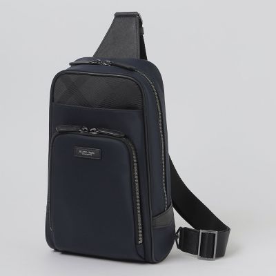【ブラックレーベルクレストブリッジ】メンズ ボディバッグ ネイビー ノバチェック ライトウェイトコーデュラバリスティックスマートボディバック（バッグ