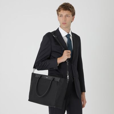 【美品】ブラックレーベル クレストブリッジ チェック ビジネストート ネイビー LIMONTAシャドークレストブリッジチェックビジネストート