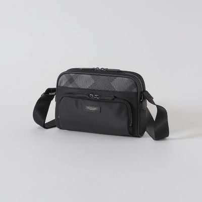 ＜BLACK LABEL CRESTBRIDGE (Men)＞ナイロンコンビカルゼシャドークレストブリッジチェックビジネスショルダーバッグ