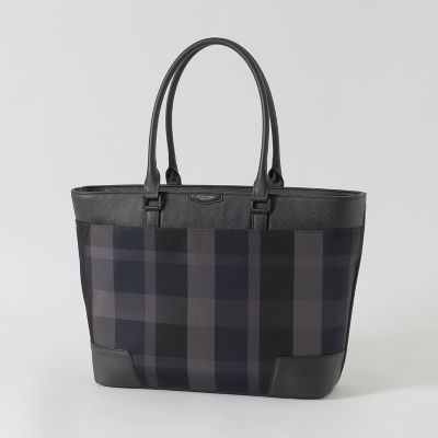 一部店舗限定】トーナルクレストブリッジチェックトートバッグ | BLACK