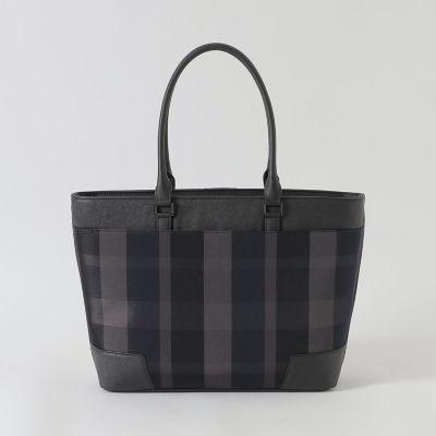 一部店舗限定】トーナルクレストブリッジチェックトートバッグ | BLACK