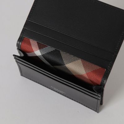 エンボスレザークレストブリッジチェックカードケース | BLACK LABEL