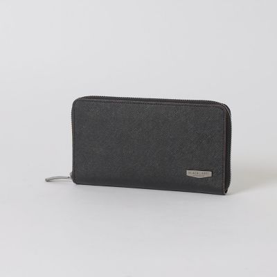 ＜BLACK LABEL CRESTBRIDGE (Men)＞エンボスレザークレストブリッジチェックラウンドジップウォレット