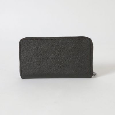 バイカラークレストブリッジチェックラウンドジップウォレット | BLACK