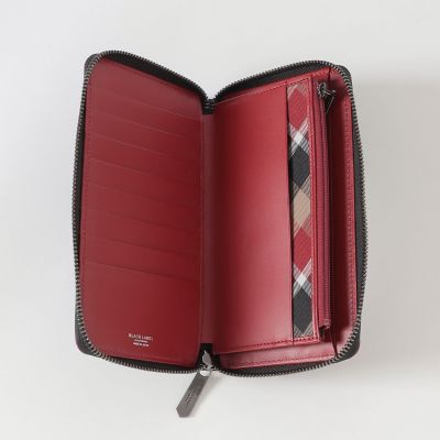 バイカラークレストブリッジチェックラウンドジップウォレット | BLACK