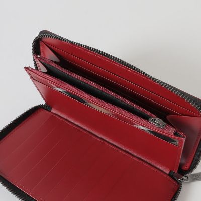 バイカラークレストブリッジチェックラウンドジップウォレット | BLACK