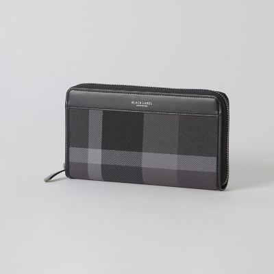 ＜BLACK LABEL CRESTBRIDGE (Men)＞トーナルクレストブリッジチェックラウンドジップウォレット