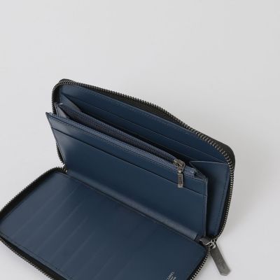 バイカラークレストブリッジチェックラウンドジップウォレット | BLACK