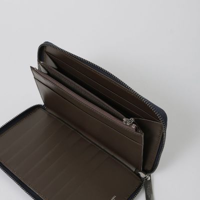 バイカラークレストブリッジチェックラウンドジップウォレット | BLACK
