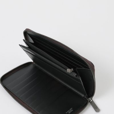 バイカラークレストブリッジチェックラウンドジップウォレット | BLACK