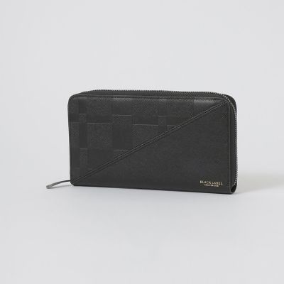 バイカラークレストブリッジチェックラウンドジップウォレット | BLACK