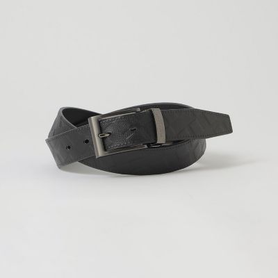 プリズムエンボスクレストブリッジチェックリバーシブルベルト | BLACK