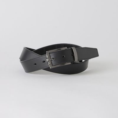 チェックバックルエンボスクレストブリッジチェックリバーシブルベルト