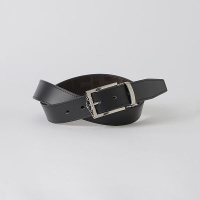 チェックバックルエンボスクレストブリッジチェックリバーシブルベルト