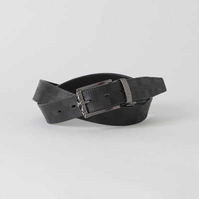 チェックバックルエンボスクレストブリッジチェックリバーシブルベルト
