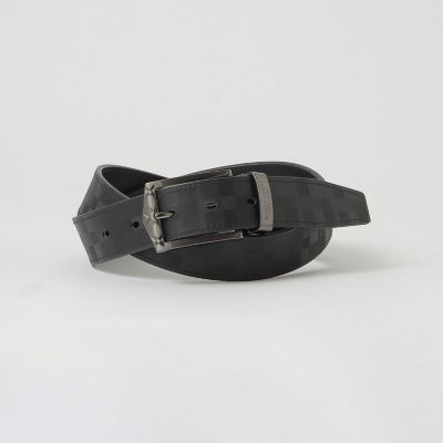 チェックバックルエンボスクレストブリッジチェックリバーシブルベルト