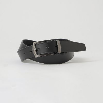 チェックバックルエンボスクレストブリッジチェックリバーシブルベルト
