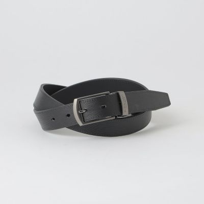 ＜BLACK LABEL CRESTBRIDGE (Men)＞ウォーターフォールエンボスブラックスリムリバーシブルベルト
