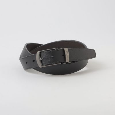 一部店舗限定】シボエンボスブラックブラウンスリムリバーシブルベルト