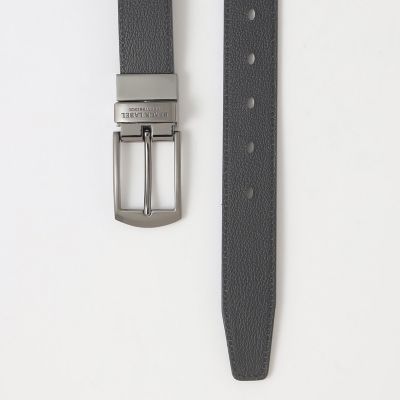 一部店舗限定】シボエンボスブラックブラウンスリムリバーシブルベルト