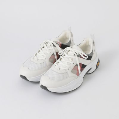 新品【BLACK lab.】ベージュクレストブリッジチェックビブラムスニーカー BLACK．lab】クレストブリッジチェックコンビビブラム