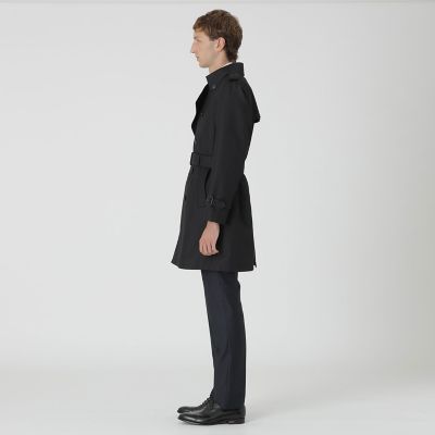 新品　SCOTCLUB　ヤマダヤ　ワイドシルエットトレンチコート ブラック　M マイクロピーチギャバジンダブルトレンチ | BLACK LABEL CRESTBRIDGE