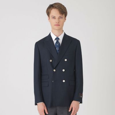 【新品】BLUELABEL CRESTBRIDGEネイビーブレザーダブル36 一部店舗限定】MIYUKIプレミアムネイビーブレザー | BLACK LABEL