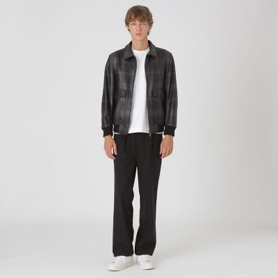 クレストブリッジチェックレザーフライトジャケット | BLACK LABEL