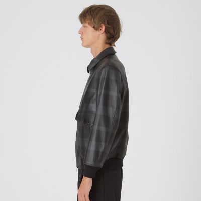 クレストブリッジチェックレザーフライトジャケット | BLACK LABEL