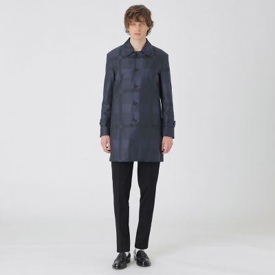 シャドーチェックライトウェイトステンカラーコート | BLACK LABEL