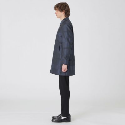 シャドーチェックライトウェイトステンカラーコート | BLACK LABEL