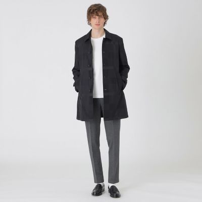 シャドーチェックライトウェイトステンカラーコート | BLACK LABEL