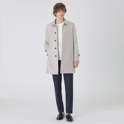 シャドーチェックライトウェイトステンカラーコート | BLACK LABEL