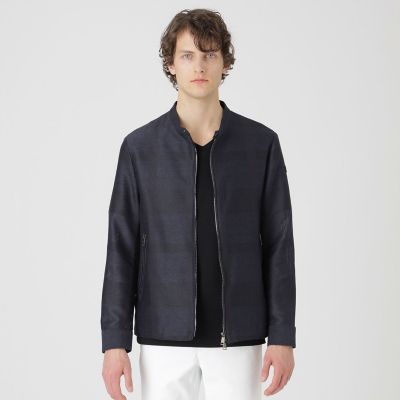 シャドークレストブリッジチェックカラミライダースブルゾン | BLACK
