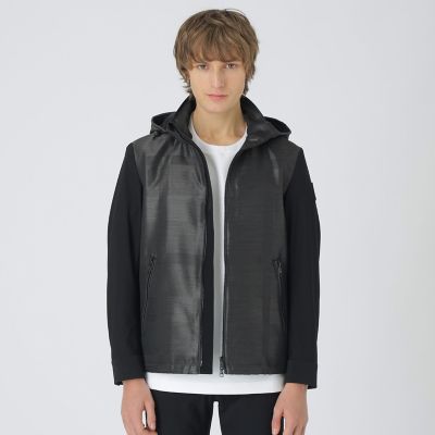 BLACK lab．】シャドーチェックハイブリッドパーカー | BLACK