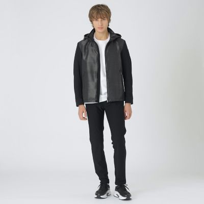 BLACK lab．】シャドーチェックハイブリッドパーカー | BLACK