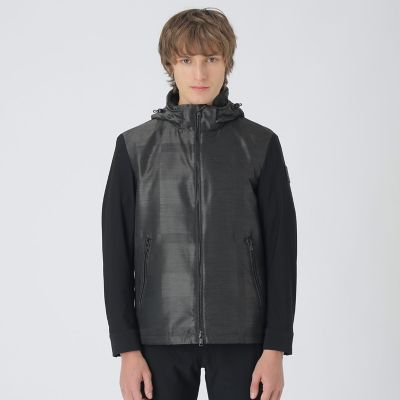 BLACK lab．】シャドーチェックハイブリッドパーカー | BLACK