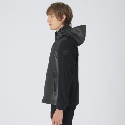 BLACK lab．】シャドーチェックハイブリッドパーカー | BLACK
