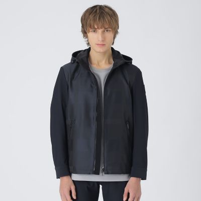 BLACK lab．】シャドーチェックハイブリッドパーカー | BLACK