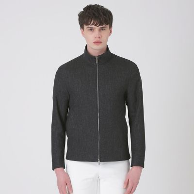一部店舗限定】デニムライクカラミスタンドカラーブルゾン | BLACK
