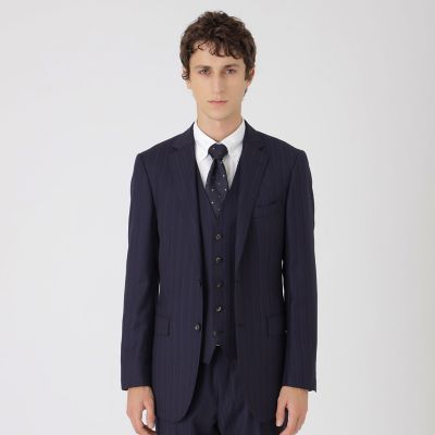 ＜BLACK LABEL CRESTBRIDGE (Men)＞ネイビーオルタネートストライプスリーピーススーツ