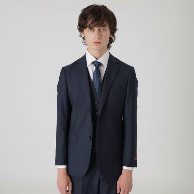 ＜BLACK LABEL CRESTBRIDGE (Men)＞ＭＩＹＵＫＩ　トップネイビーシャドーチェックスリーピーススーツ