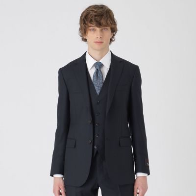 ＜BLACK LABEL CRESTBRIDGE (Men)＞ＭＩＹＵＫＩ　ＴＯＰネイビーシャドーグレンチェックスリーピーススーツ