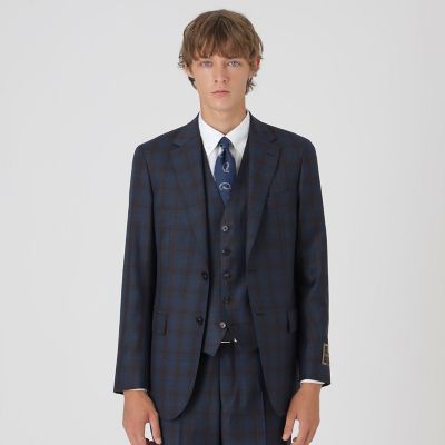 ＜BLACK LABEL CRESTBRIDGE (Men)＞【一部店舗限定】ＴＡＬＬＩＡ　ＤＩ　ＤＥＬＦＩＮＯ　マローネチェックスリーピーススーツ