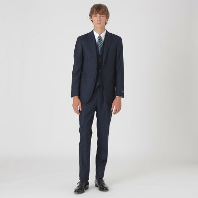 MIYUKIプルシャンブルーシャドーストライプスリーピーススーツ