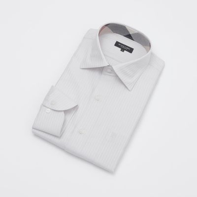 ブラックレーベルクレストブリッジ新品 セミワイドカラーシャツ / 長袖シャツ L シャドーストライプセミワイドカラーシャツ | BLACK LABEL CRESTBRIDGE