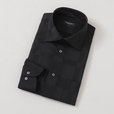 ＜BLACK LABEL CRESTBRIDGE (Men)＞ウォッシャブルウールシャドークレストブリッジチェックセミワイドカラーシャツ