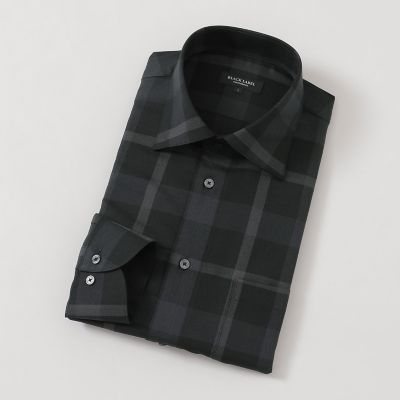 ＜BLACK LABEL CRESTBRIDGE (Men)＞ウォッシャブルウールクレストブリッジチェックセミワイドカラーシャツ