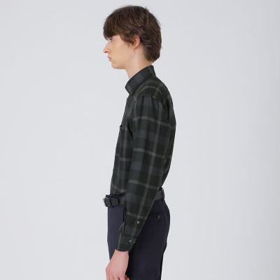 ウォッシャブルウールクレストブリッジチェックセミワイドカラーシャツ